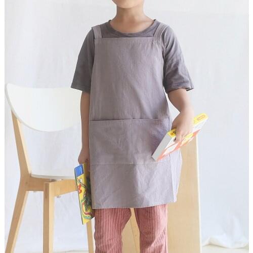 Children Parenting Nordic Simple Florist Apron Cotton Linen paiting study for kids pinofore students