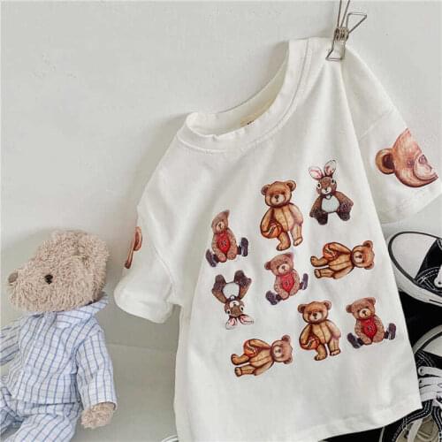 New Korean Cartoon Short Aleeve T-shirt for Summer 2021 New Arrival Boys and Girls Casual T Shirt Kids Casual Top Tees 2-8 Years