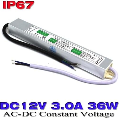Power Supply DC 12V 3A 36W Waterproof IP67 LED Driver Transformer 100-240V AC-DC SMPS For Outdoor Led Light Display CNC CCTV