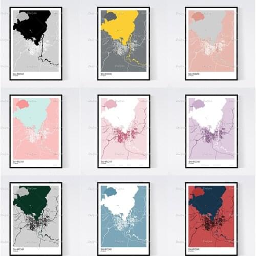 Bahar Dar, Ethiopia Map Nordic Retro Minimalism Painting Posters and Prints on Canvas Wall Art Modular Pictures Home Decoration