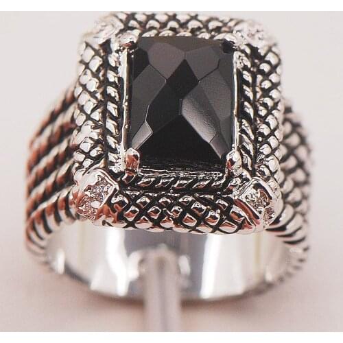 Black Onyx 925 Sterling Silver Ring Size 6 7 8 9 10 F661 Fashion Wholesale Jewelry Free Shipping