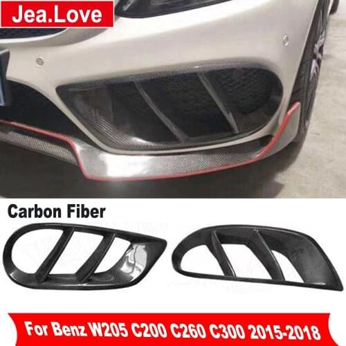 2 pcs/set AMG Type Real Carbon Fiber Fog Lamp Rim Cover Grill Protector For Benz C Class W205 C200 C260 C300 2015-2018