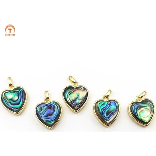 3PCS Natural Abalone Shell Pendants Heart Shape Natural Shell Fancy Pendant Gold Plated Pendants For Necklace Womens Jewelry