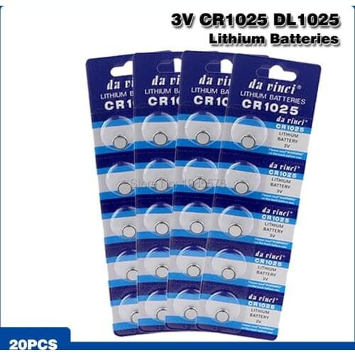 20pcs/lot 3V CR 1025 CR1025 Lithium Button Battery DL1025 BR1025 KL1025 Cell Coin Batteries For Watch Electronic Toy Remote