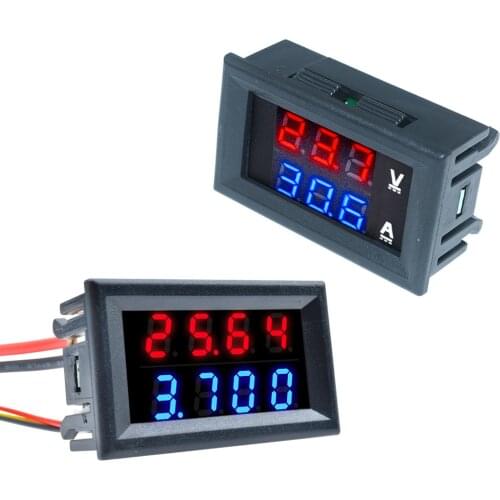 Mini 5 Wires Digital 0.28'' DC 0-100V 10A Voltmeter Ammeter Volt Amp Voltage Current Meter Tester Panel Dual LED Display DC 5V