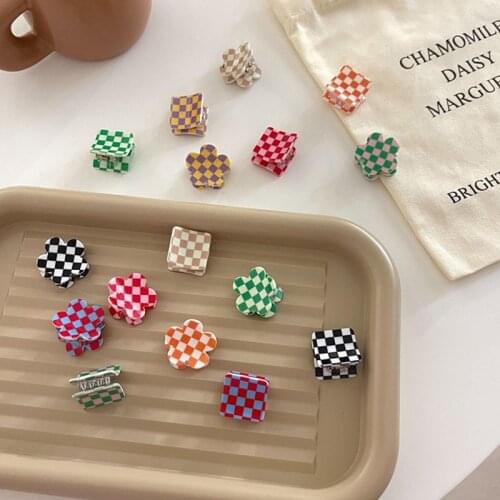 Fashion Korean Hair Claws Women Plaid Geometric Hair Crab Clamps Hairdress Hairpins Flower Shaped Hair Accessories Headwear
