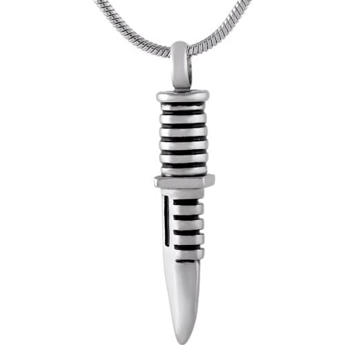 IJD9792 Mens Keepsake Gifts 316L Stainless Steel knife Memorial Urn Jewelry For Cremation Ashes Necklace With Free Funnel Kits