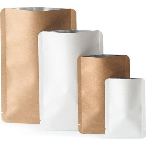 Wholesale 100pcs Brown/White Open Top Bag Resealable Snack Powder Chocolate Packaging Gift Party Wedding Self-Sealing Foil Bags