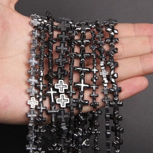 Wholesale Natural Stone Black Cross Hematite Beads 6/8/10/12/10X14/8X10mm Diy Findings Bracelet Beads For Jewelry Making Supply