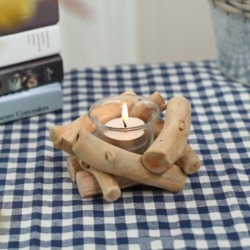 Candlesticks Candle Holders Wooden Driftwood Candlestick Glass Creatives Decoration For Home Ornament GQ GQ