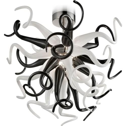Hand Blown Glass Chandelier Ceiling Lamp LED Pendant Lights Cute Small White Black Colored Custom 20 24 Inches