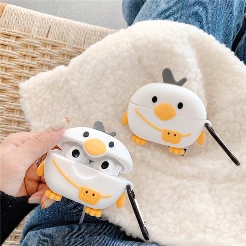 For HUAWEI FreeBuds Pro Case Silicone Duck Cartoon Cute Cover For Wireless Earphone Headphone Cases Charging Box With Keychain