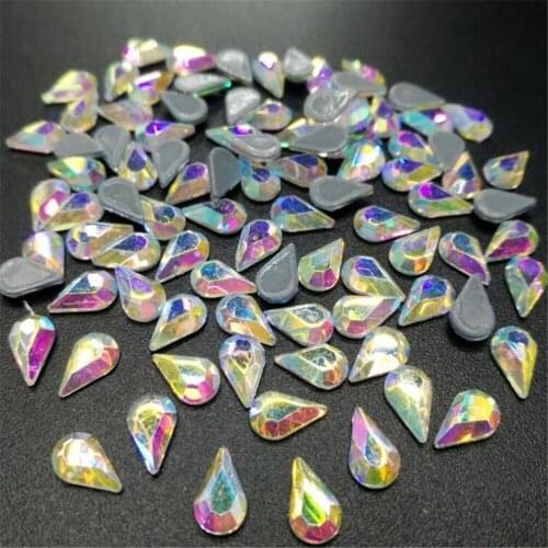 Loose 50PCS 5x8MM Drop Shape DMC HotFix Rhinestones AAA Qaulity DIY Glue Glass Crystal Rhinestone Garment Hand Craft Art