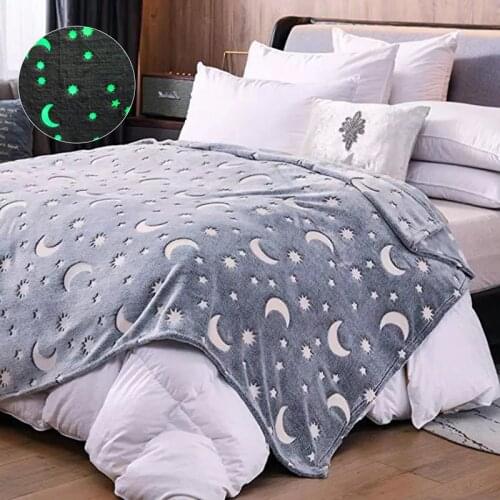 Luminous Blanket Glow In The Dark Throw Blanket Super Soft Fluffy Warm Flannel Blanket Birthday Gifts for Kids Girls Boys