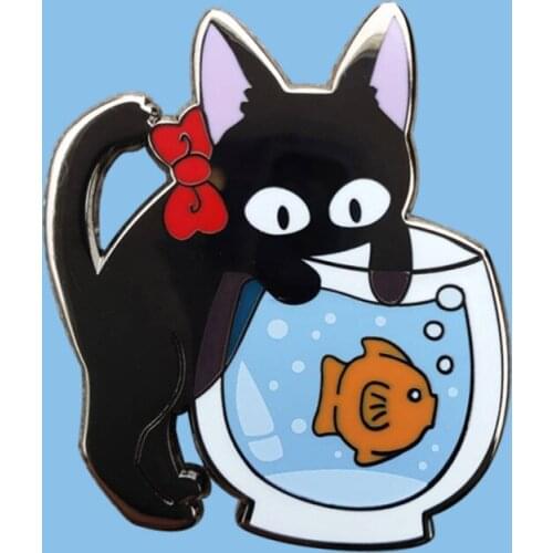 YAOJIE Cartoons Jiji Cat Kitten Trouble Maker Enamel Brooch Pin Backpack Hat Bag Lapel Pins Badges Fashion Jewelry Accessories