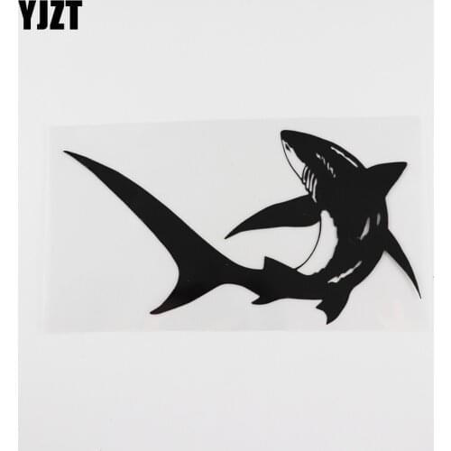 YJZT 17.2CMX9.3CM Shark Boat Decal Lurking In Waters Decal Vinyl Car Sticker Black /Silver 13C-0219