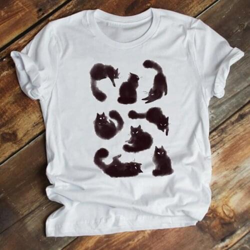 Cat Pet Animal printed Women T-shirts Fashion Summer Short Sleeve Casual Tshirt Female 90s Fashion Top Graphic Oversized T Shirt