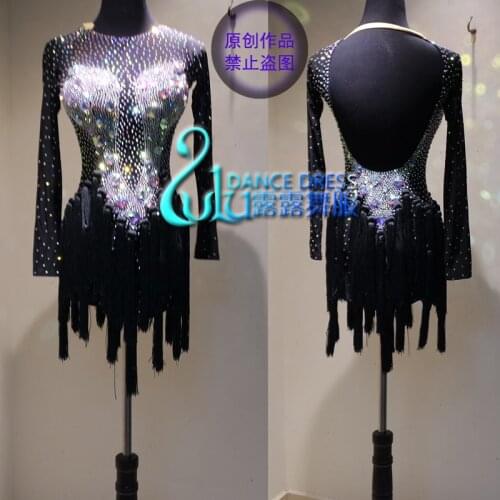 Latin dance dress women girls The latest style Sexy Latin dance apparel Latin dance dress Balck dance dress