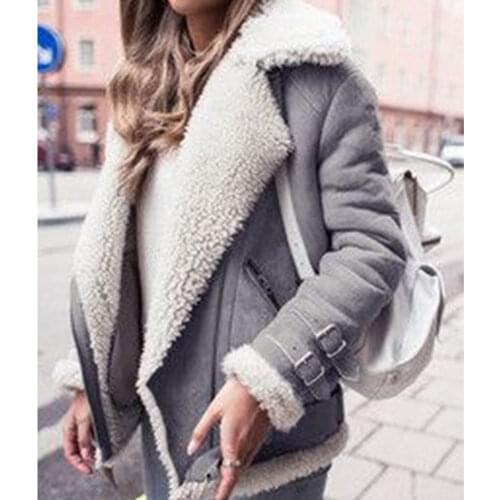Winter Women Cotton Jacket Fur Fleece PU Suede College Wind Deerskin Cashmere Student Jacket Coats Outwear Plus Size 5XL WDC1473