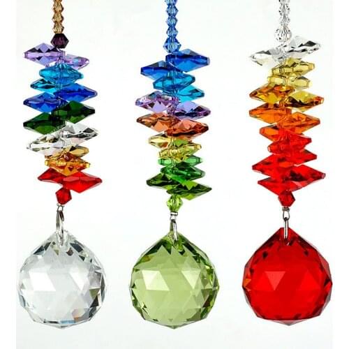 1 pcs 26cm Feng Shui Chandelier Crystals Ball Prism Pendant Rainbow Maker Chakra Cascade Suncatcher Free Shipping