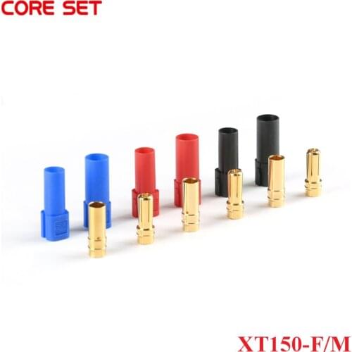 2Pcs/1pair XT150 AMASS Connector Adapter Male/Female Plug High Rated Current For RC LiPo Battery Gold-plated With Protective Hub