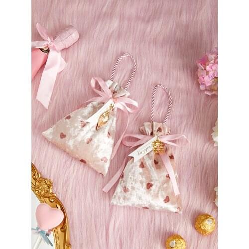 30Pcs Velvet Gift Bags With Handles Wedding Candy Box Baby Shower Favors Packaging Chocolate Party Supplies Wholesale