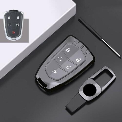 5 Button Premium Zinc Alloy Remote Car Key Case Protector Cover Fob Keychain Auto Accessories Fit For Cadillac Escalade XTS CTS
