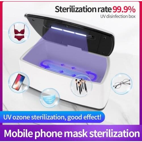 99.9% Ozone UV Light Sterlizer Box Double Disinfection Home Dry Manicure ToolBox Ozone Generator Sterilizer for Cell Phone