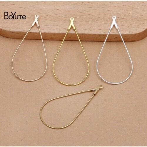BoYuTe (50 Pieces/Lot) 22*43MM Metal Brass Water Drop Shaped Pendant for Drop Earring Making Diy Handmade Materials