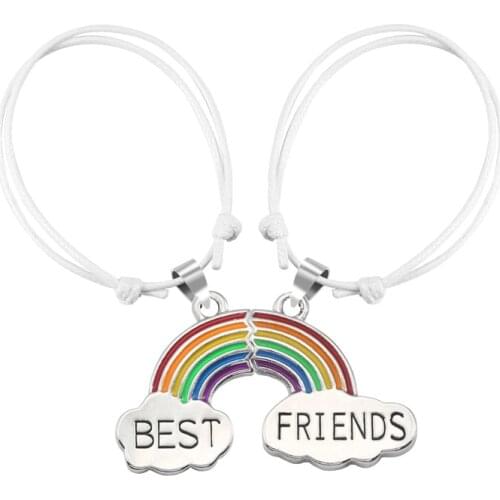 2 Pcs Best Friend Rainbow Couple Bracelet Adjustable Boy Girls Friendship Hand Bracelet Lucky Red Black Rope Women Men Jewelry
