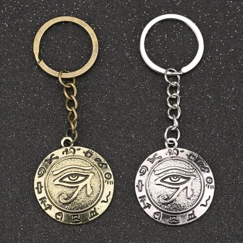 The Eye Of Horus Keychain Wedjat Evil Eye Amulet Ancient Egyptian Religion Symbol Vintage Retro Keyring Key Chain Ring Wholesale