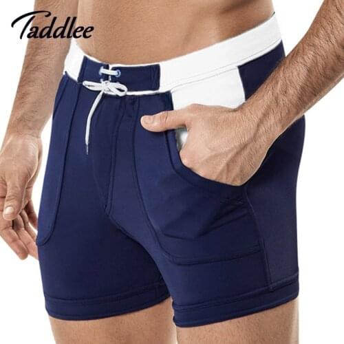 Taddlee Brand Sexy Mens Swimwear Beach Board Shorts Boxer Trunks Swimsuits Bathing Suits Nylon Quick Dry Short Bottoms Shorts