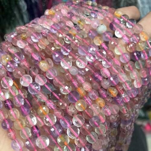 Oblate Natural Stone Beads Rose Quartzs Loose Stone Bead For Bracelet Necklace Jewelry Making DIY Wholesale 6mm