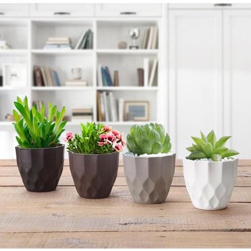 Bonsai Planter Decorative Small Lightweight Frosted Plastic Flower Pot Round Bottom Small Planter for Home