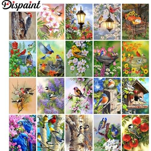 Dispaint Diamond Painting Cross Stitch "Animal bird flower" 5D DIY Diamond Embroidery Full Square/round Rhinestone Of Picture