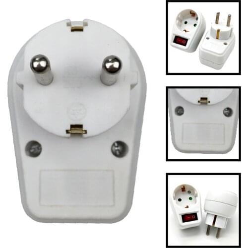 European Type Conversion Plug 1 TO 1 Way EU Standard Power Adapter Socket With Switch Neon Indicator 16A Travel Plugs