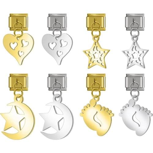 Hapiship 2020 New Hot Original Daisy Love Heart Moon Star Charm Links Fit 9mm Bracelet Stainless Steel DIY Making Jewelry DJ293