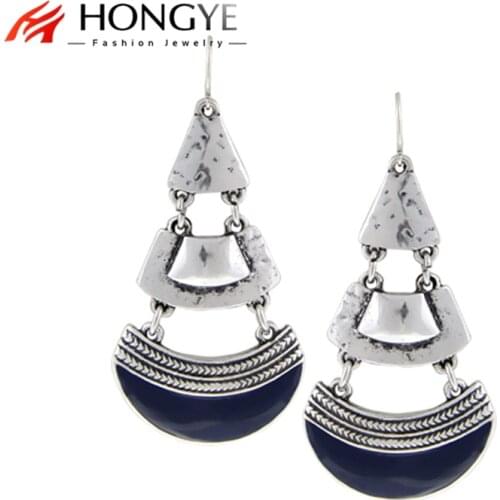New Fashion Dark Blue Resin Fan-shaped Trendy Women Drop Earrings Bijoux for Women Girls