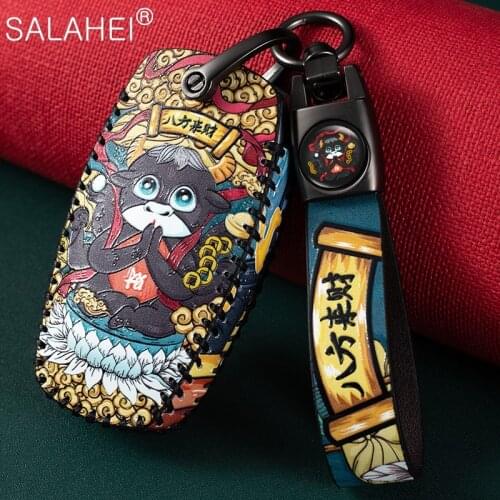 Leather Car Key Cover Case For Great Wall HAVAL H6 Coupe H7 H9 H1 H2 H6 H7 H4 H9 F5 F7 H2S Key Ring Key Cover Bag Accessories