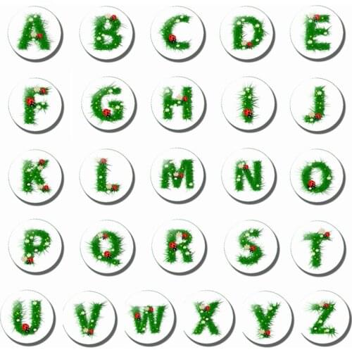 A-Z 26 Letters Print 30 MM Fridge Magnet Letter Birthday Gift Round Glass Cabochon Dome Making Magnetic Refrigerator
