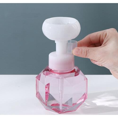 New 300ml Flower Shape Foam Plastic Clear Bottle Shower Gel Foaming Pump Liquid Soap Dispenser High Quality Empty Bottle