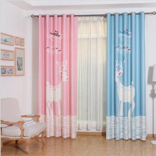 New arrival Cartoon style full shade blakcout curtains deer curtains for bedroom