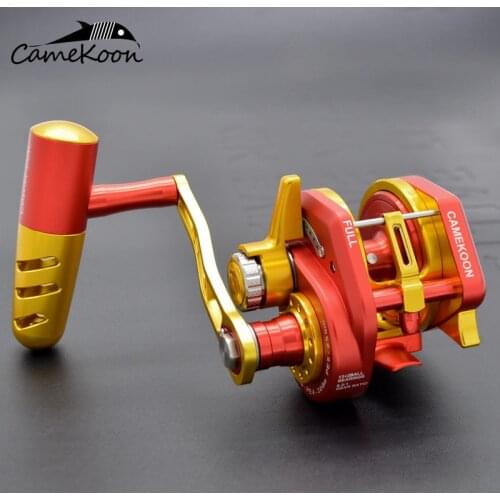 CAMEKOON Conventional Overhead Jigging Reel 35kg Max Drag 13+2 Ball Bearings 6.3:1 High Speed Saltwater Trolling Fishing Reel