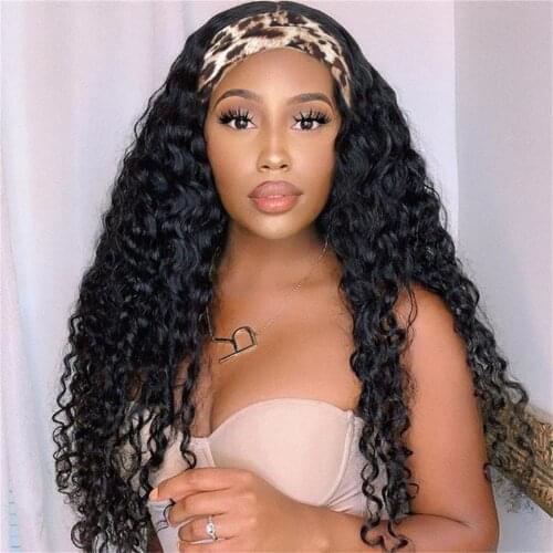 Headband Wigs Water Wave Human Hair Wigs for Women Glueless Wavy Wigs with Free Headbands Brazilian Human Hair Protective Style