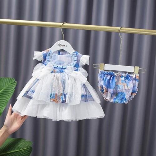 2021 Summer Children Spanish Dance Palace Princess Mesh Gown Baby Easter Birthday Party Boutique Sleeveless Dress For Girl A431