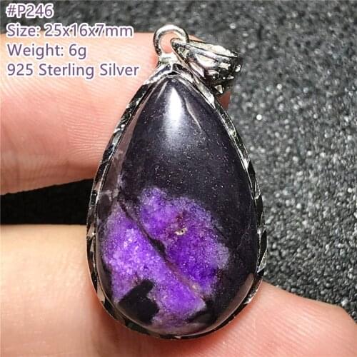 Top Natural Royal Purple Sugilite Pendant Jewelry For Women Man Healing Crystal 28x11x8mm Beads Silver Anticancer Stone AAAAA