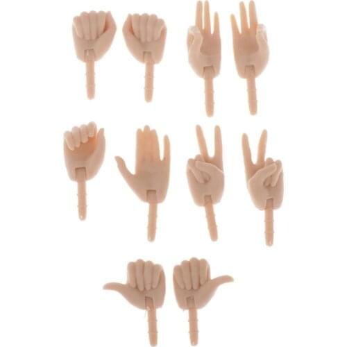 5 Pairs Movable Hands for 1/6 Doll Custom Body Parts Accessory Normal Skin