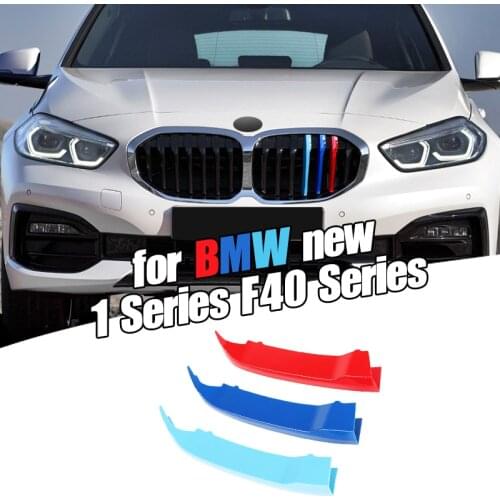 Dropship 3pcs Car 3D M Styling Front Grille Trim Bumper Cover Strip Strips Stickers Cover for BMW 1 Series F40 2020