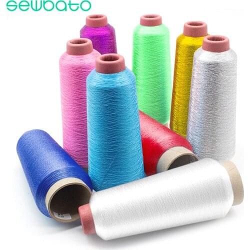 SEWBATO 3600m/roll 20Color Metal Embroidery Thread Polyester Sew Thread Gold Silver Clothes For Strong Durable Machines Material