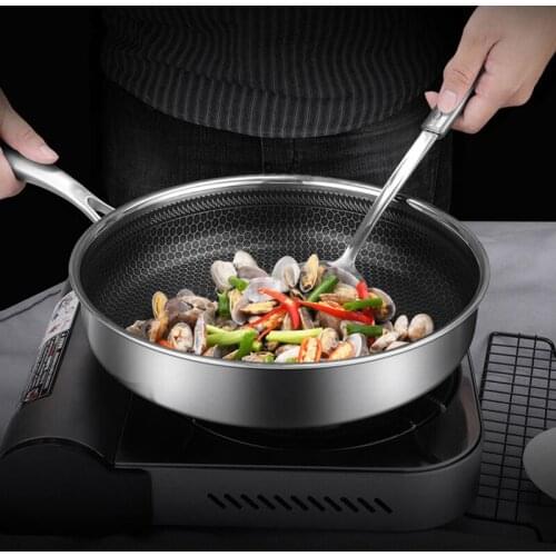 Stainless Steel Skillet Nonstick Frying Pan with lid both gas cooker Induction Compatible Cookware Use for Home Kitchen